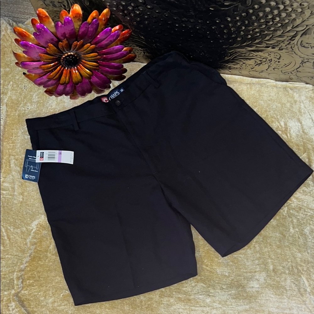 NWT: CHAPS Black Flat Front Shorts Casual Style